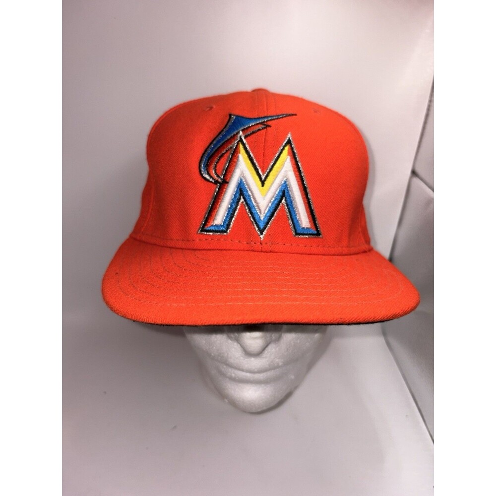 Orange Miami Marlins Hat New Era Size 7 3/8 Cap Hat 59fifty Authentic *Read